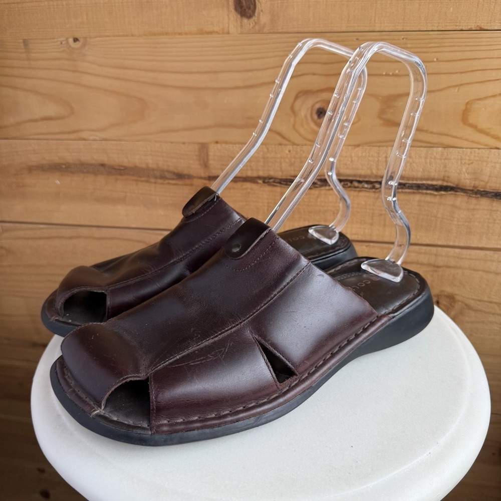 Vtg Y2K Skechers Leather Fisherman Sandals‎ Mens 10 Square Toe Slip On Comfort